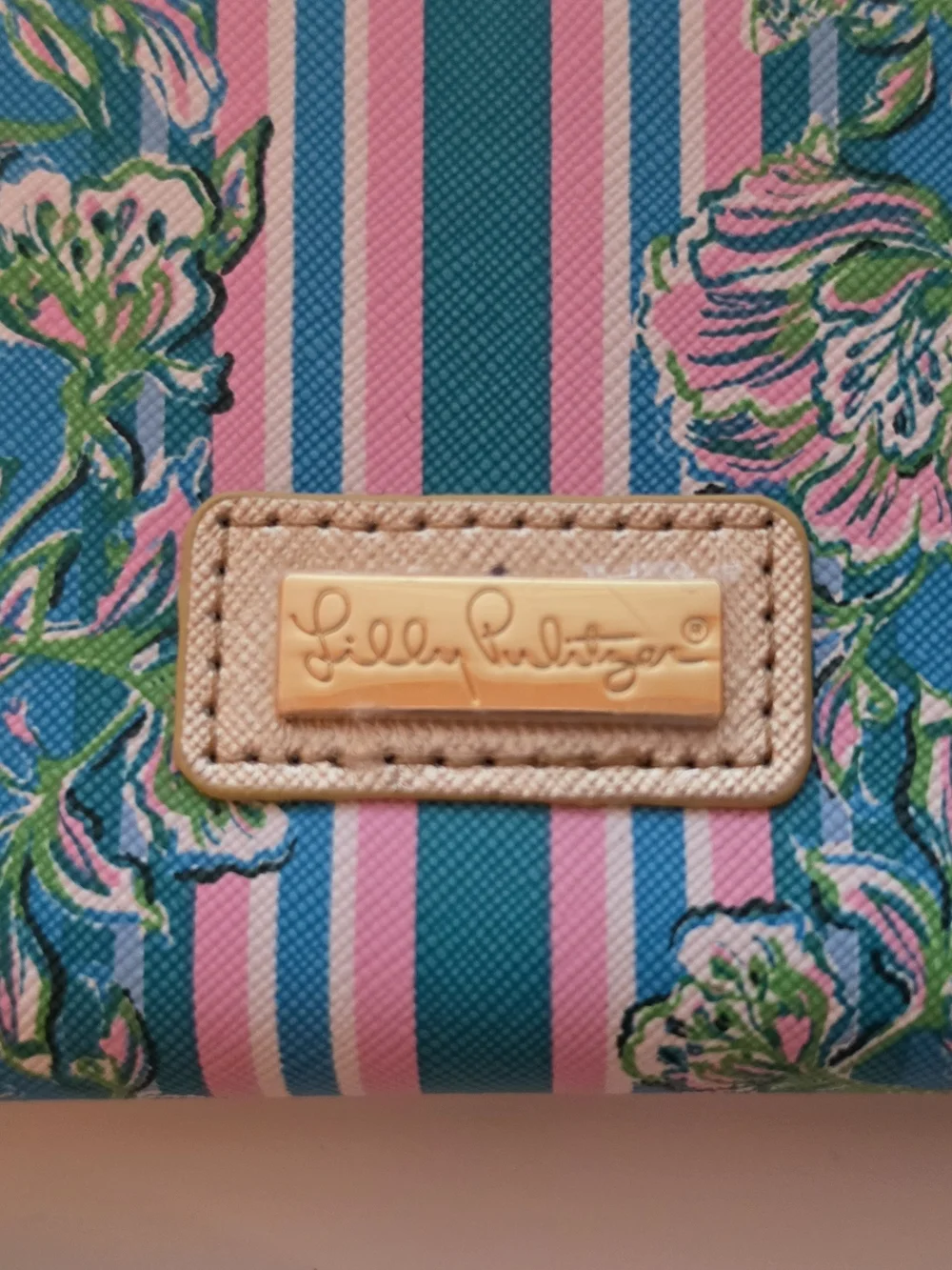 Lilly Pulitzer Blue Pink Floral Zip Wristlet